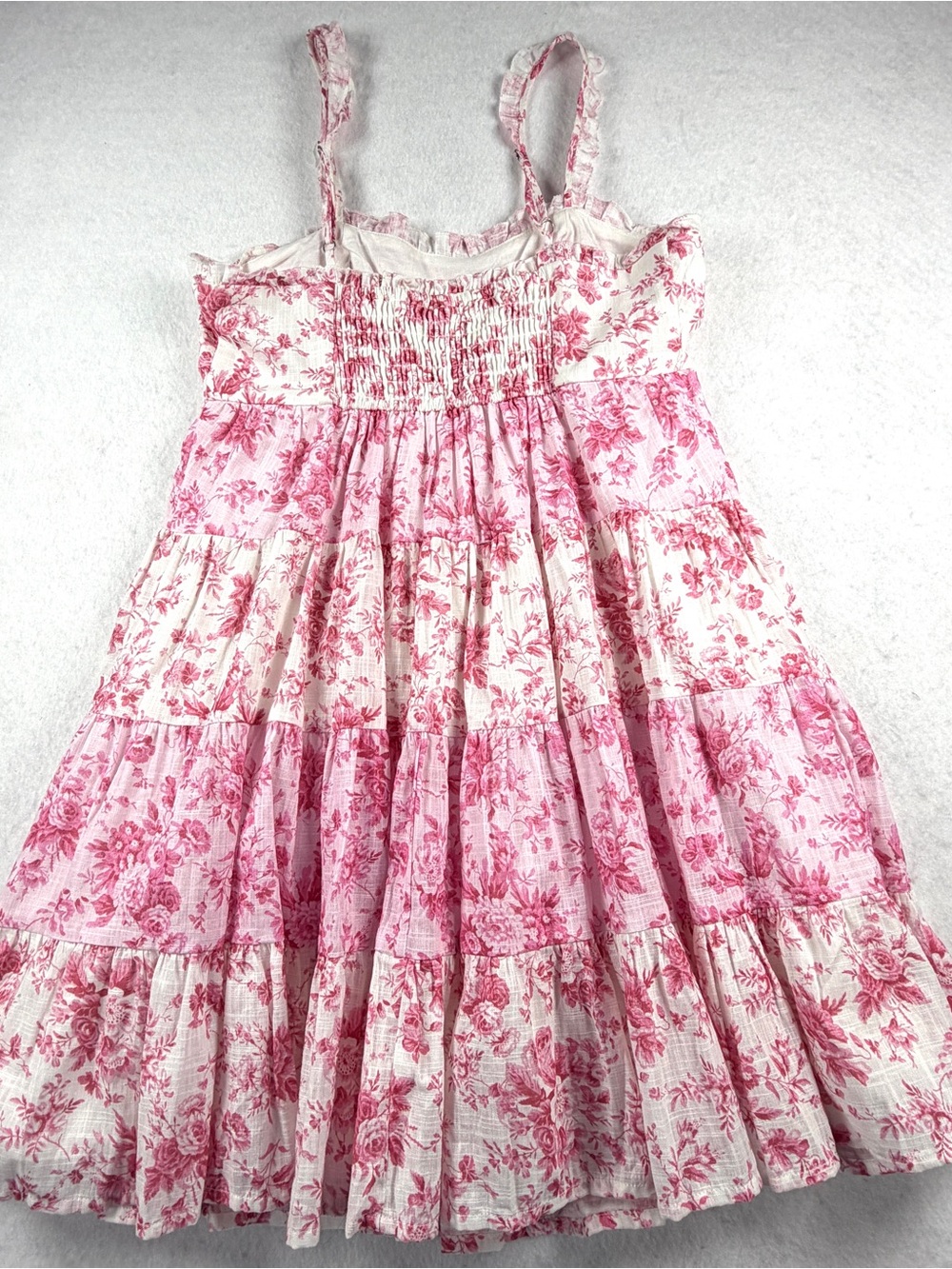 NWT Altar’d State Pink Floral Tiered Mini Dress Ruffle Strap Cottagecore Size S - Picture 10 of 12